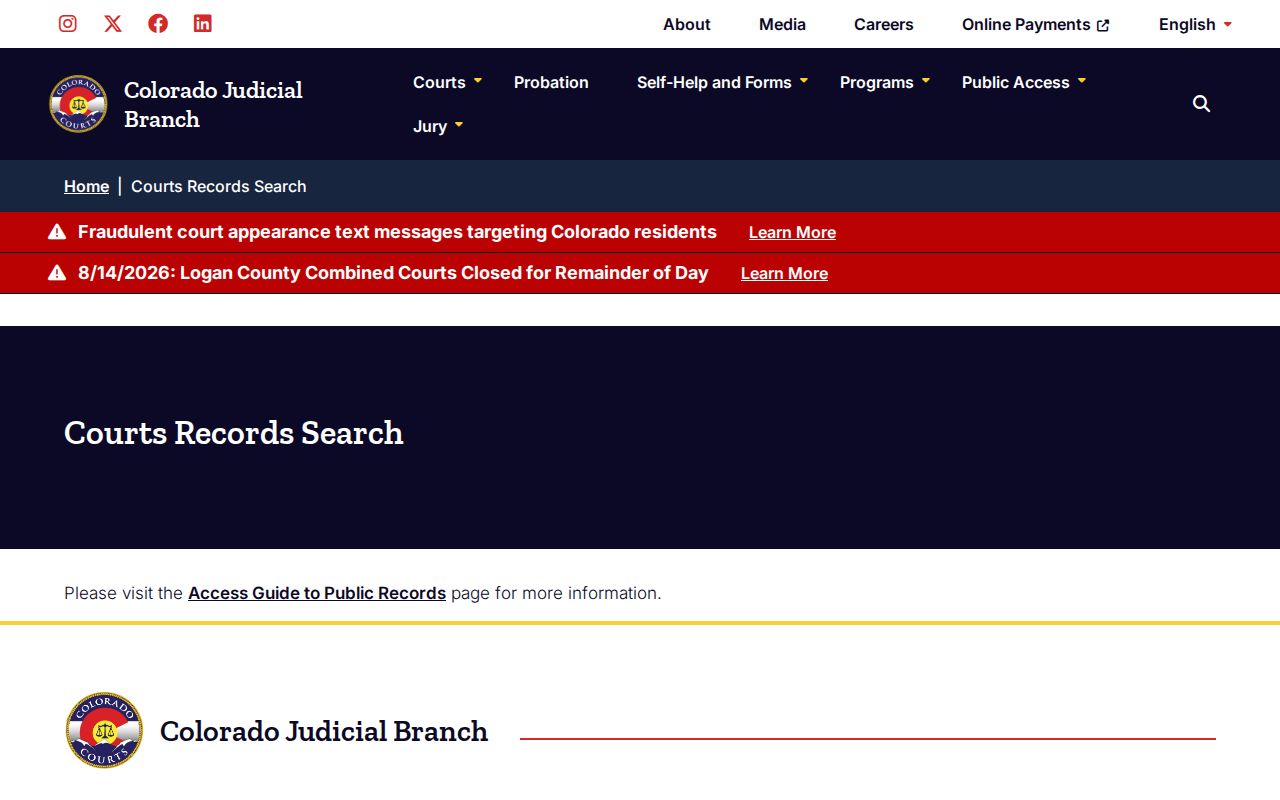 Saguache County docket search court records gateway