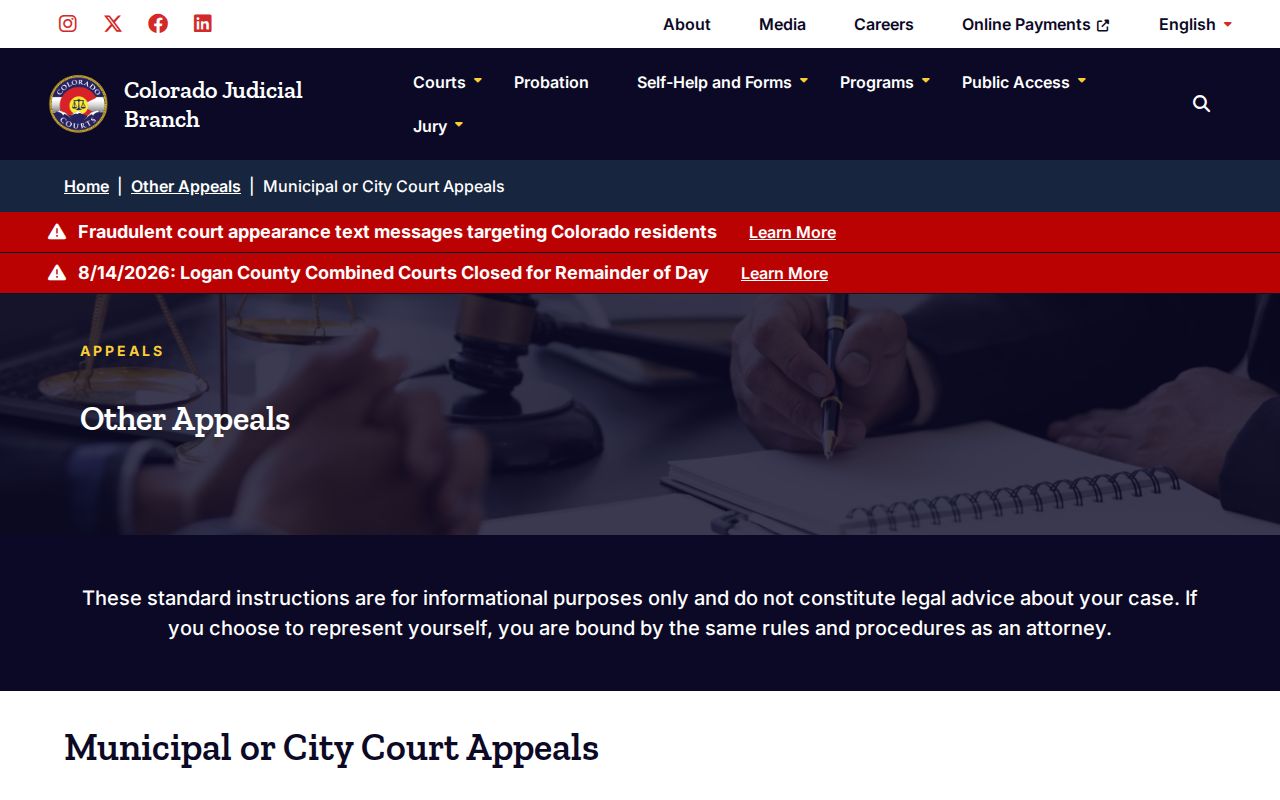 Moffat court records and Colorado municipal appeal instructions
