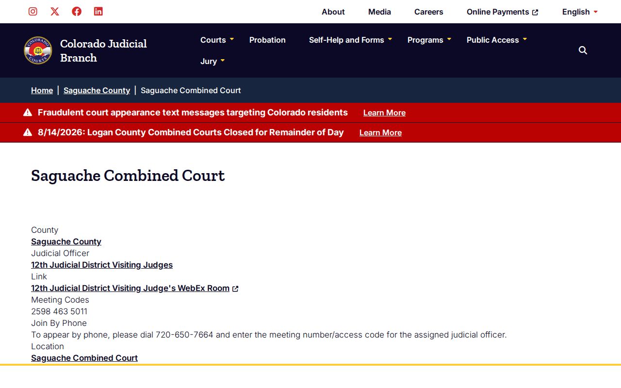 Moffat court records routing to Saguache Combined Court