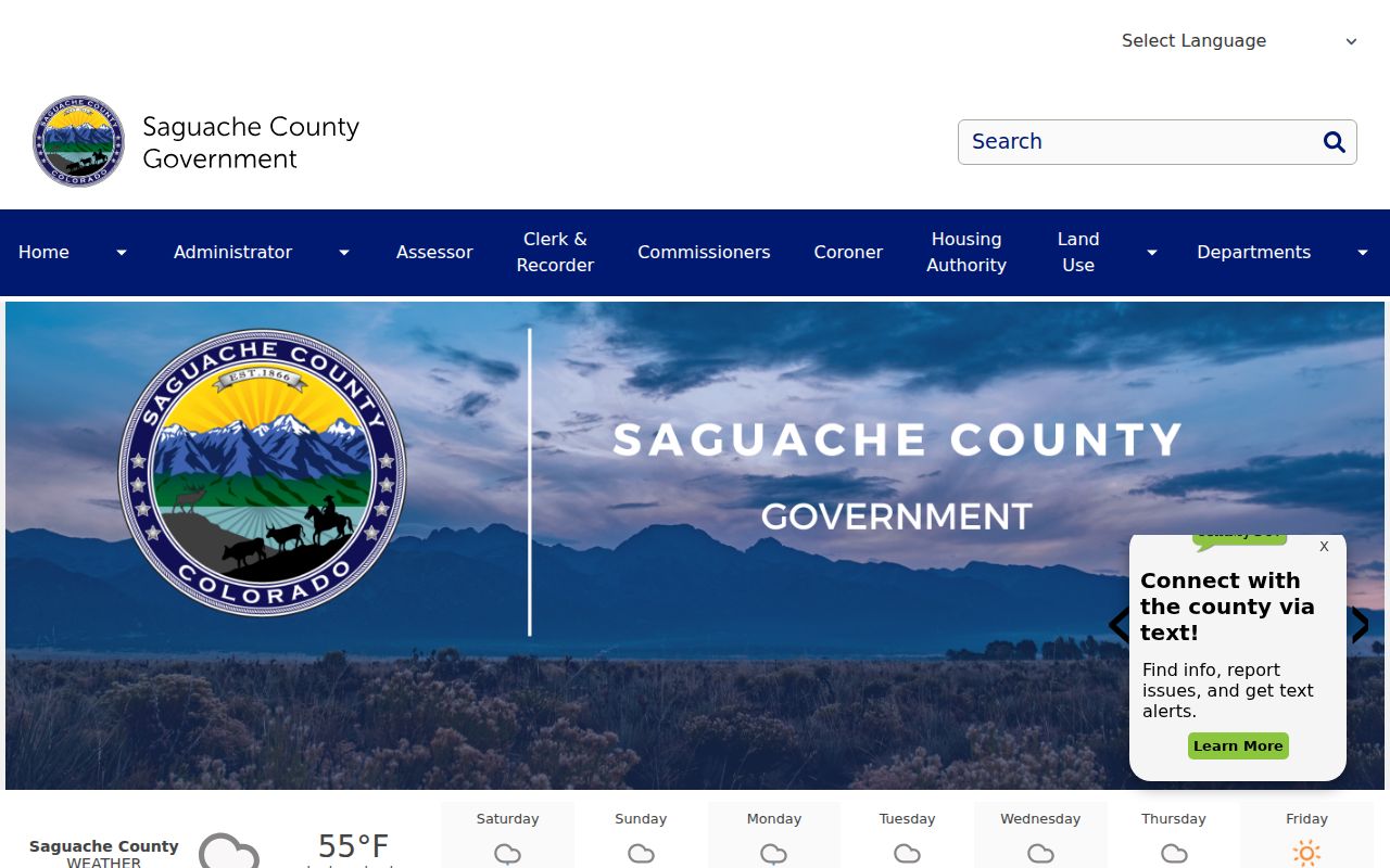 County government context for the Saguache County court schedule