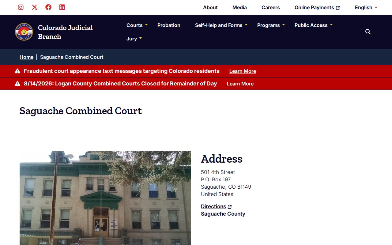 Saguache Combined Court docket clerk location
